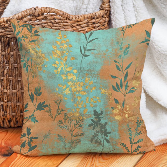 Rustic Southwestern Boho Chic Terracotta Turquoise Cushion (Rustic Southwestern Boho Chic Terracotta Turquoise Throw Pillow)