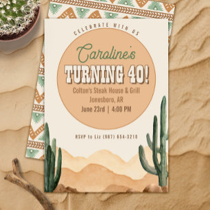 Rustic Southwestern Desert Cactus Birthday Party Invitation