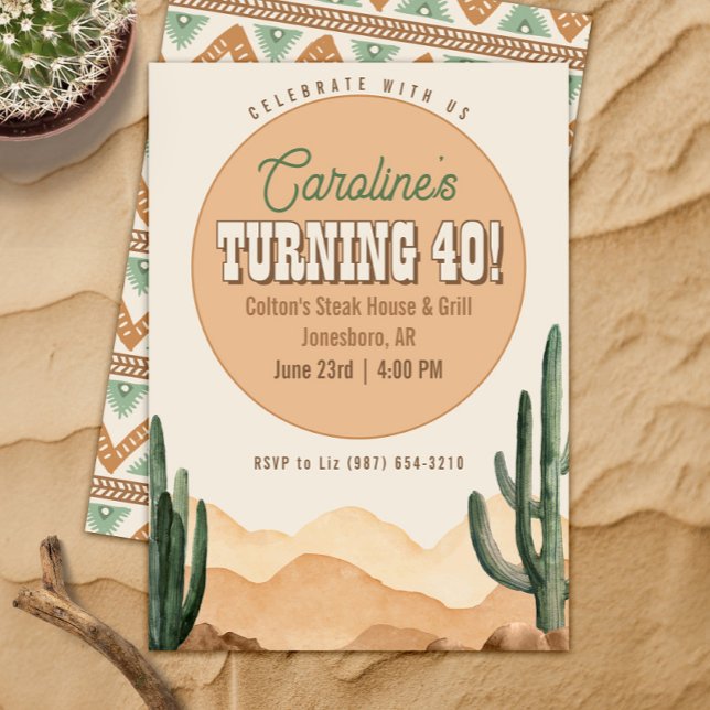 Rustic Southwestern Desert Cactus Birthday Party Invitation (Creator Uploaded)