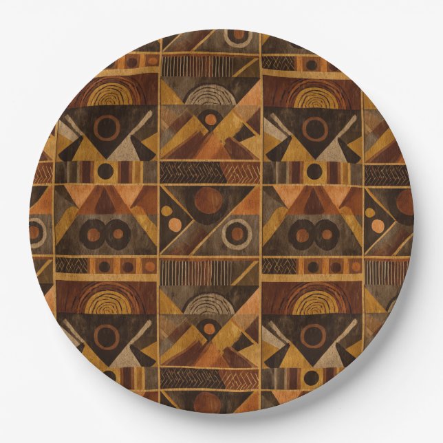 Rustic Southwestern Stripe Pattern (4) Paper Plate (Front)