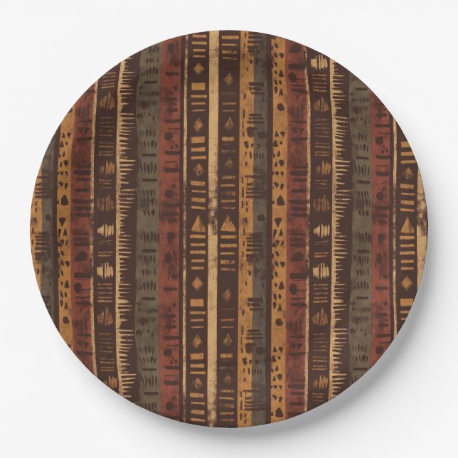 Rustic Southwestern Stripe Pattern (5) Paper Plate (Front)
