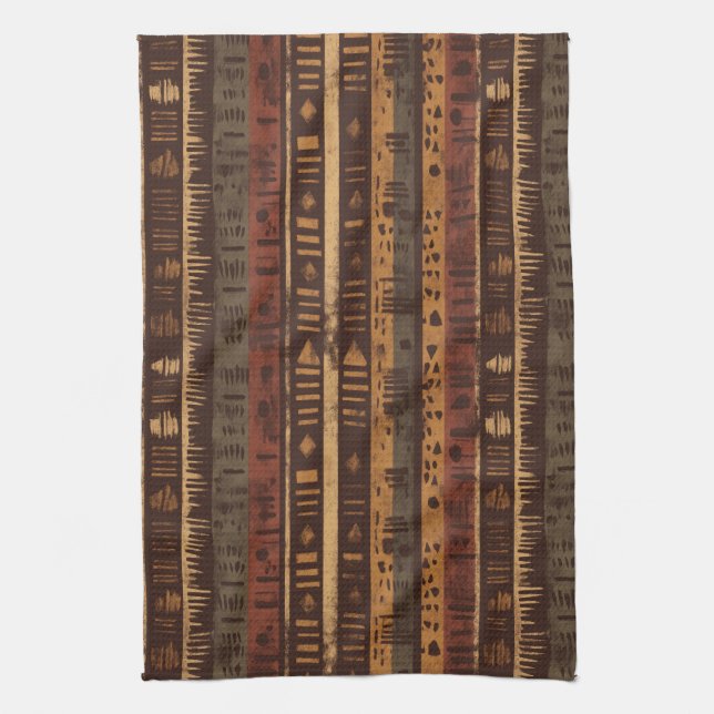 Rustic Southwestern Stripe Pattern (5) Tea Towel (Vertical)