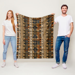 Rustic Southwestern Stripe Pattern (6) Fleece Blanket