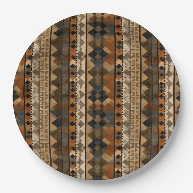 Rustic Southwestern Stripe Pattern (6) Paper Plate (Front)