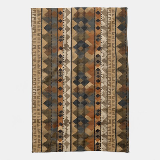 Rustic Southwestern Stripe Pattern (6) Tea Towel (Vertical)