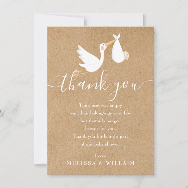 Rustic Special Delivery Baby Shower Thank You Card (Front)