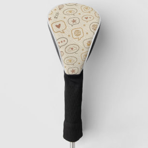 Rustic Speech Bubbles & Hearts Seamless Pattern Golf Head Cover