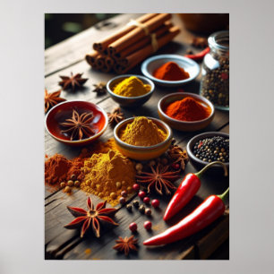 Rustic Spice Kitchen Wall Art Poster
