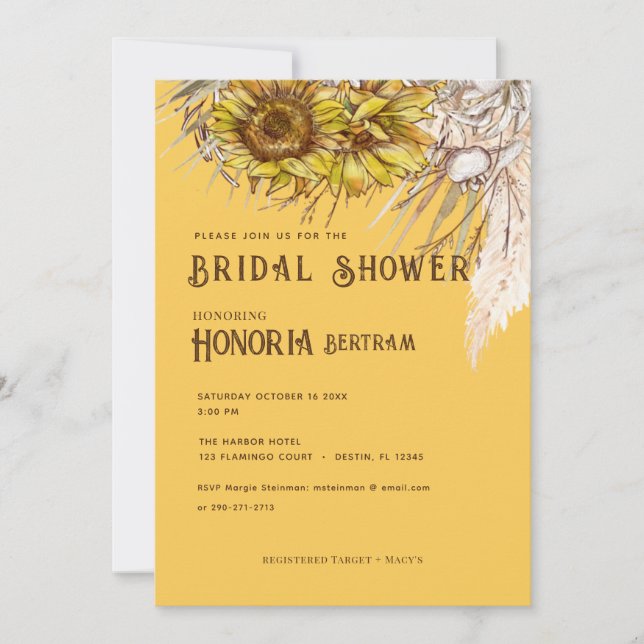 Rustic Spice Mustard Sunflower Bridal Shower (Front)