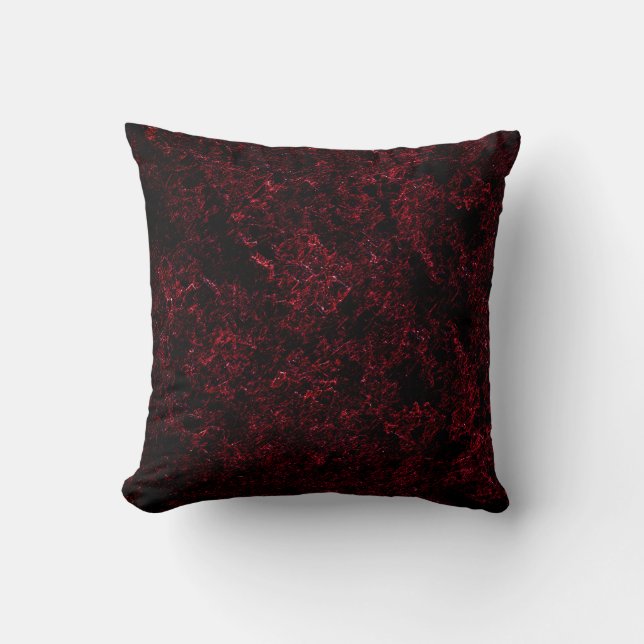 Rustic spongy red on dark background cushion (Front)