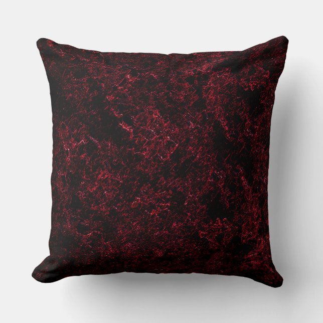 Rustic spongy red on dark background cushion (Front)