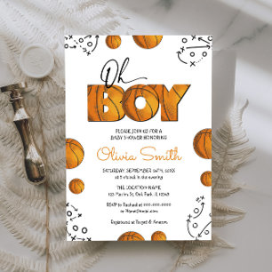 Rustic Sports Boy Basketball Baby Shower Invitation