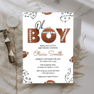 Rustic Sports Boy Football Baby Shower Invitation