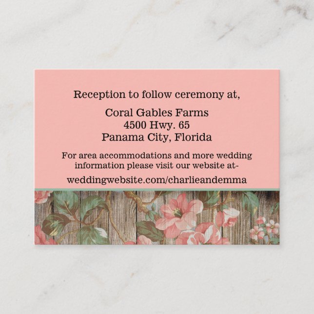 Rustic Spring Blossoms Wedding Information Card (Front)
