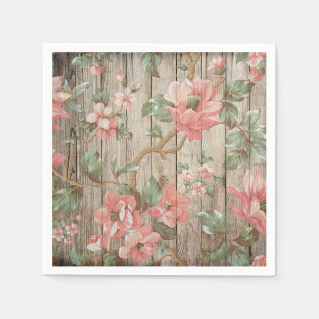 Rustic Spring Blossoms Wedding Paper Napkins (Front)