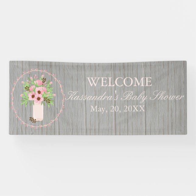 Rustic Spring Bouquet Baby Shower Banner (Horizontal)
