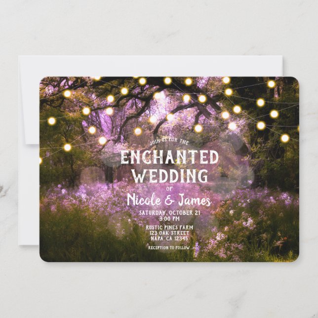 Rustic Spring Enchanted Forest Lights Wedding  Invitation (Front)