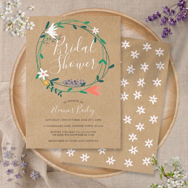 Rustic Spring Floral Garland Bridal Shower Invitation (Creator Uploaded)
