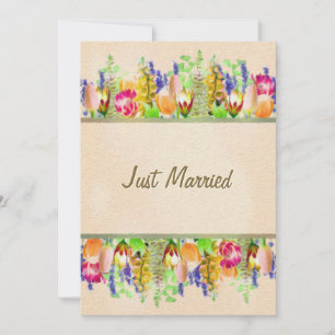 Rustic Spring Floral Just Married Wedding Announcement