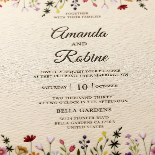 Rustic Spring Floral Wildflower Garden Wedding Invitation (Creator Uploaded)