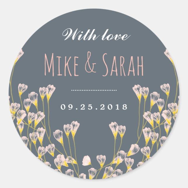 Rustic Spring Flower Garden Wedding Favour Sticker (Front)