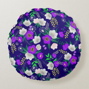 Rustic Spring Pansy Flowers Bouquet Round Cushion