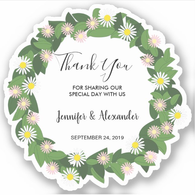Rustic spring summer flowers Thank You wedding (Front)