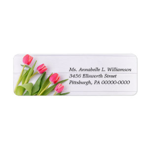 Rustic Spring Tulips on Wood Return Address  Label