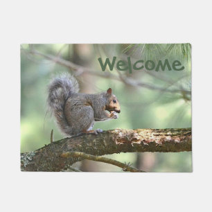 Rustic Squirrel Welcome Mat