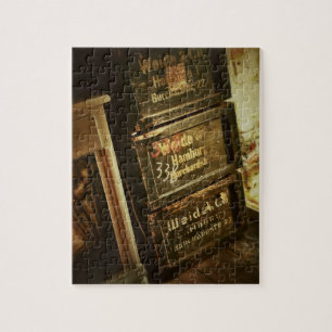 Rustic Stacked Wooden Boxes Crates Faded Jigsaw Puzzle