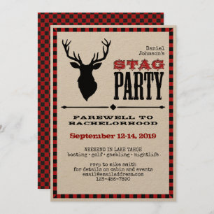 Rustic Stag Bachelor Party Invitation