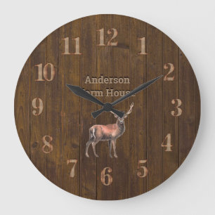 Rustic STAG Barn Country House Wood Farmhouse Large Clock