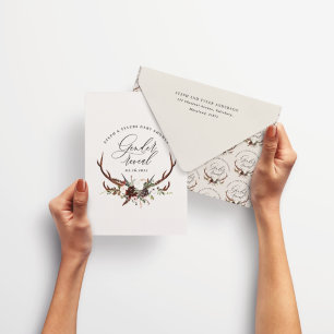 Rustic stag floral gender reveal baby shower envel envelope
