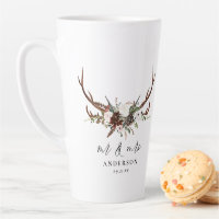 Rustic stag watercolor floral mr and mrs wedding