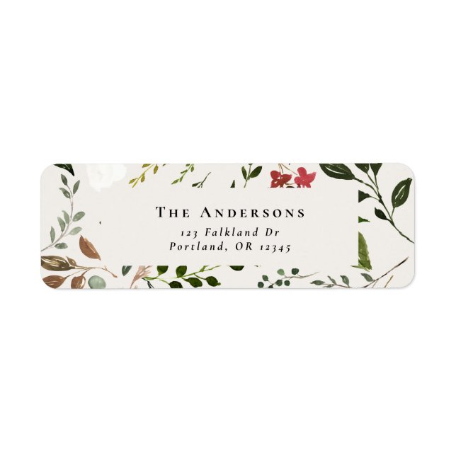Rustic stag watercolor white floral wedding  return address label (Front)