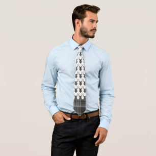 Rustic Stags Head Grey Tartan Pattern Tie