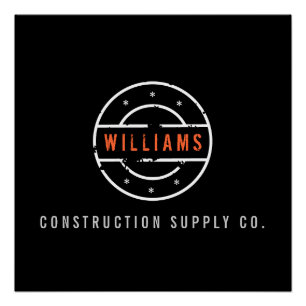Rustic Stamped Logo on Black Construction Poster