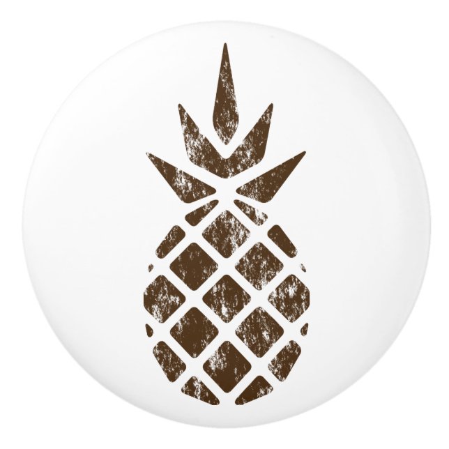 Rustic Stamped Pineapple Ceramic Knob (Front)