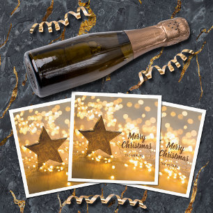 Rustic Star and Christmas Lights Napkin