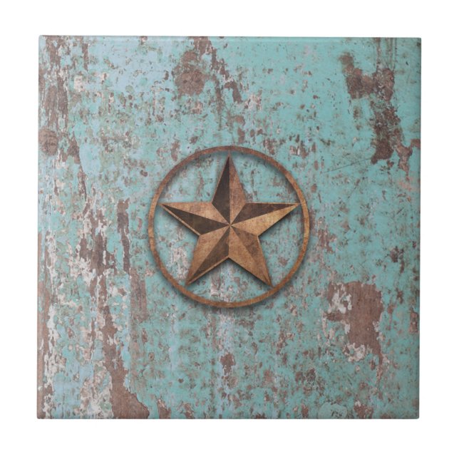 Rustic Star (Blue) Ceramic Tile (Front)