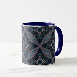 Rustic Star Geometry Mug with Deep Blue Interior