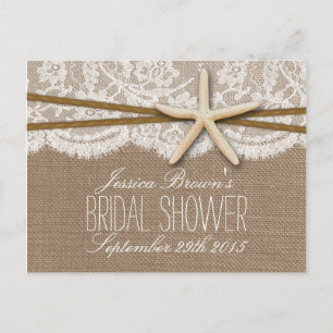 Rustic Starfish Beach Bridal Shower Recipe Card