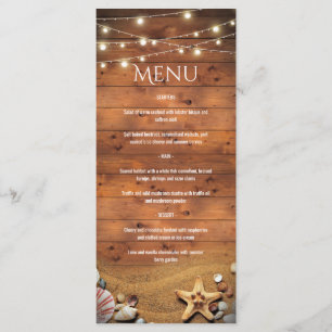 Rustic Starfish Beach Lights Tropical Wedding Menu