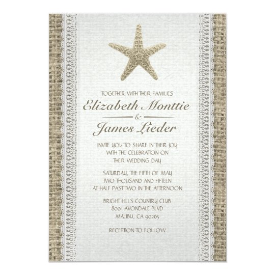Rustic Starfish Beach Wedding Invitations
