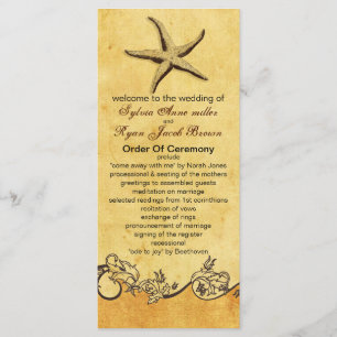 rustic starfish beach wedding program