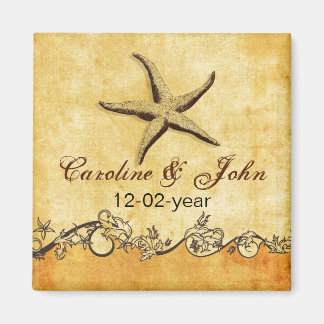 rustic starfish beach wedding save the date magnet