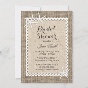 Rustic Starfish Burlap & Lace Bridal Shower Invitation