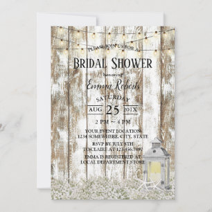 Rustic Starfish Lantern Barn Wood Bridal Shower Invitation