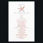 Rustic Starfish Red & Blue Beach Wedding Program<br><div class="desc">Line art illustration of faded red starfish with blue and red text.</div>