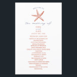 Rustic Starfish Red & Blue Beach Wedding Program<br><div class="desc">Line art illustration of faded red starfish with blue and red text.</div>